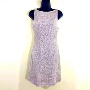 Vintage After Five Shimmer Lace Boat Neck Sleeveless Rayon Evening Dress Size 2